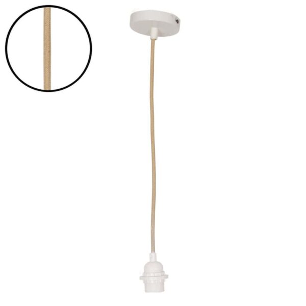 Suspension douille blanche 110cm câble corde naturelle rosace OPJET A&C Angers-min