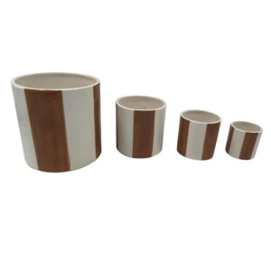 4 POTS rayure marron AC MAISON ANGERS-min