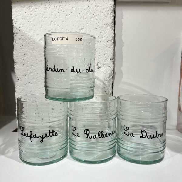 Lot de 4 verres bidon SOPHIE JANIERE A&C Angers-min