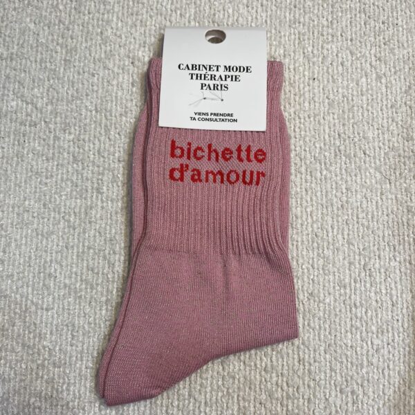 Chaussettes a paillettes Bichette d'amour rose Cabinet mode thérapie A&C Angers-min