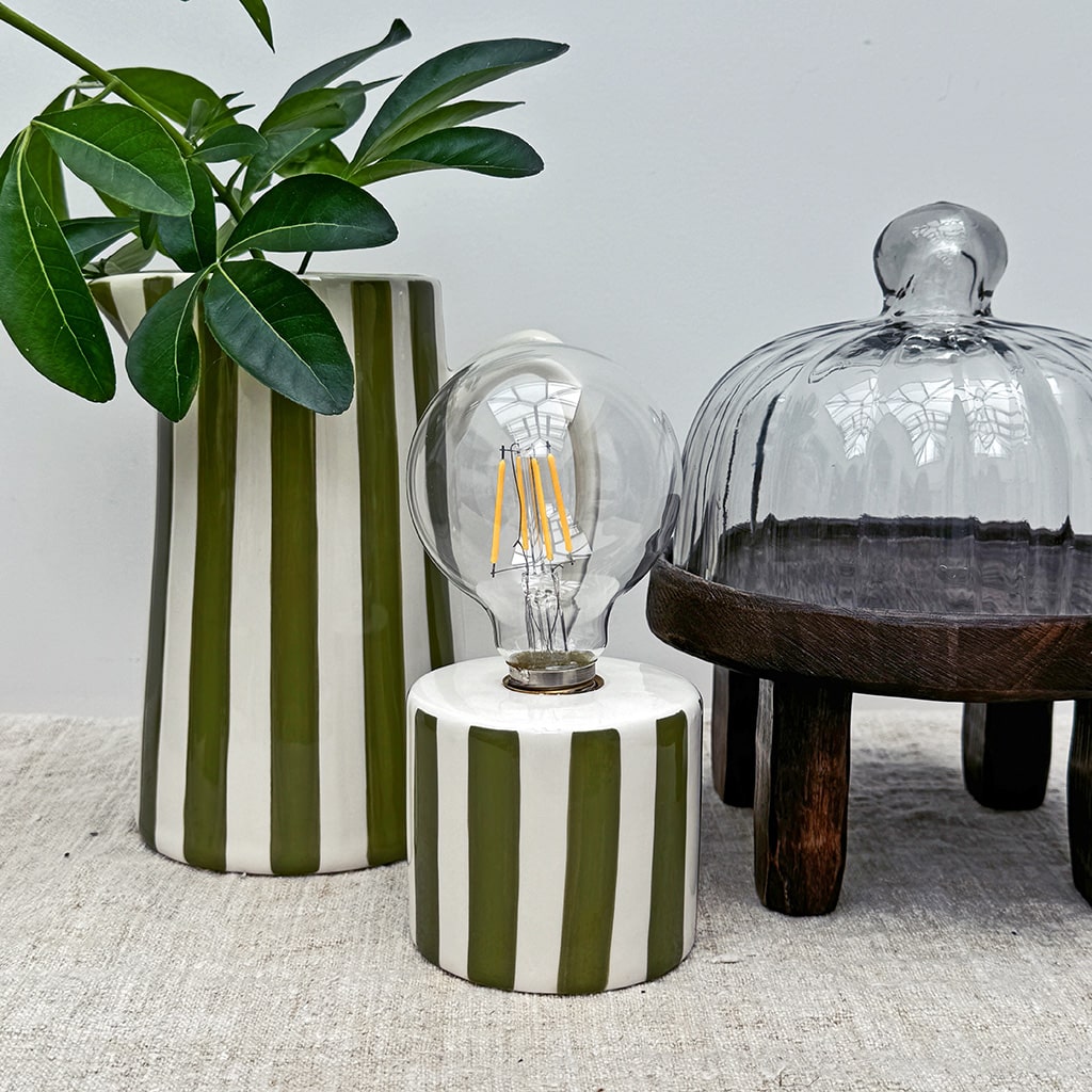 Lampe décorative rayures kaki A&C Angers Opjet 2-min