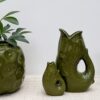 Vase pichet ceramic poisson kaki A&C Angers OPJET 1-min