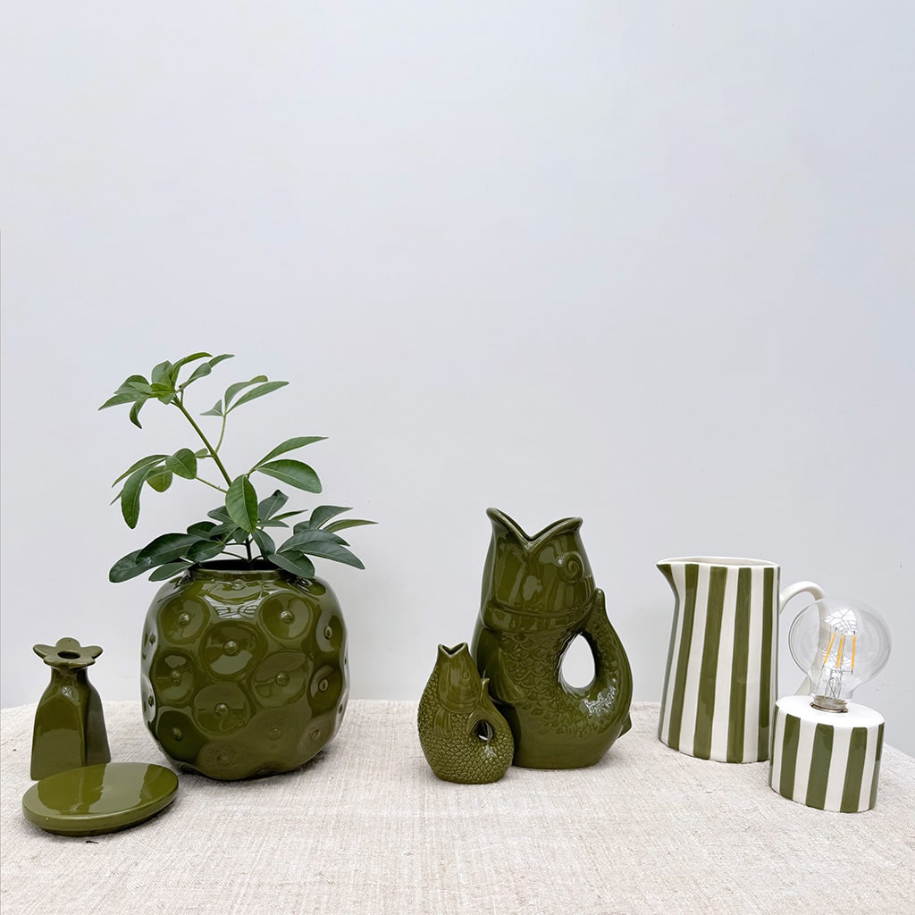 Vase pichet ceramic poisson kaki A&C Angers OPJET 3-min