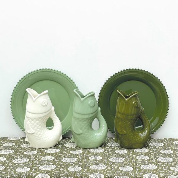 Vase pichet ceramic poisson kaki A&C Angers OPJET 4-min