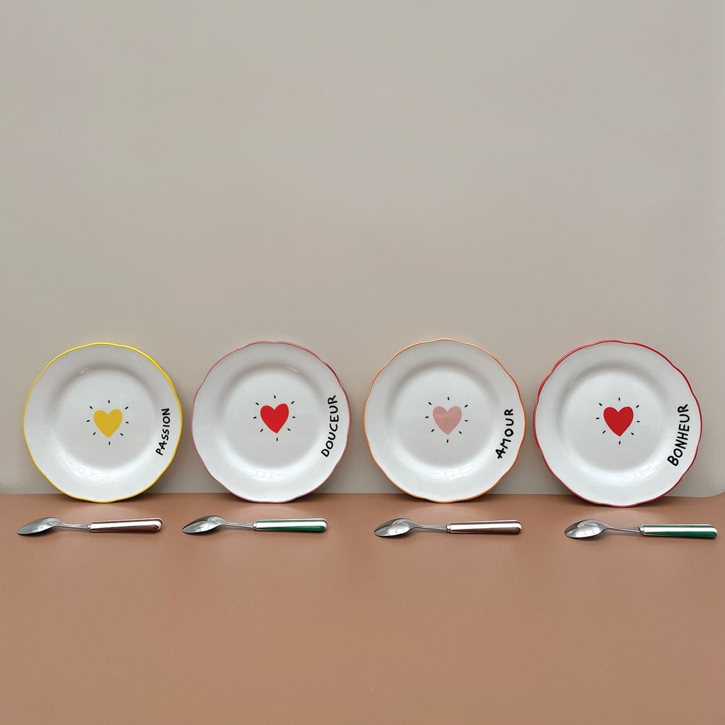 Set de 4 assiettes dessert amour coeur A&C Angers OPJET 2-min