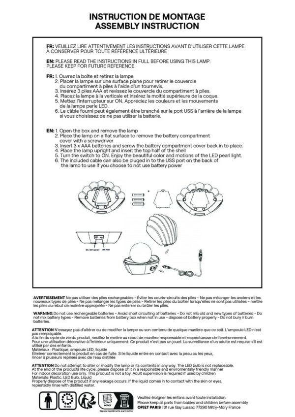 Lampe Coki doré brillante à piles OPJET A&C Angers 3-min