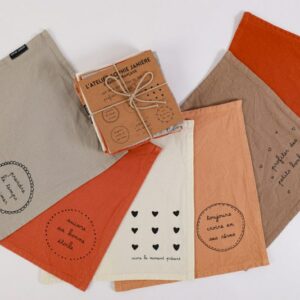 Lot de 6 serviettes coktail PROFITEZ DES PETITS BONHEUR Sophie Janière A&C Angers-min