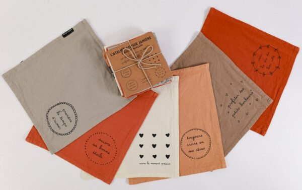 Lot de 6 serviettes coktail PROFITEZ DES PETITS BONHEUR Sophie Janière A&C Angers-min