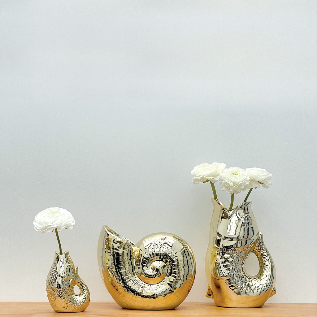 Vase ceramic Poisson pm doré A&C Angers 2
