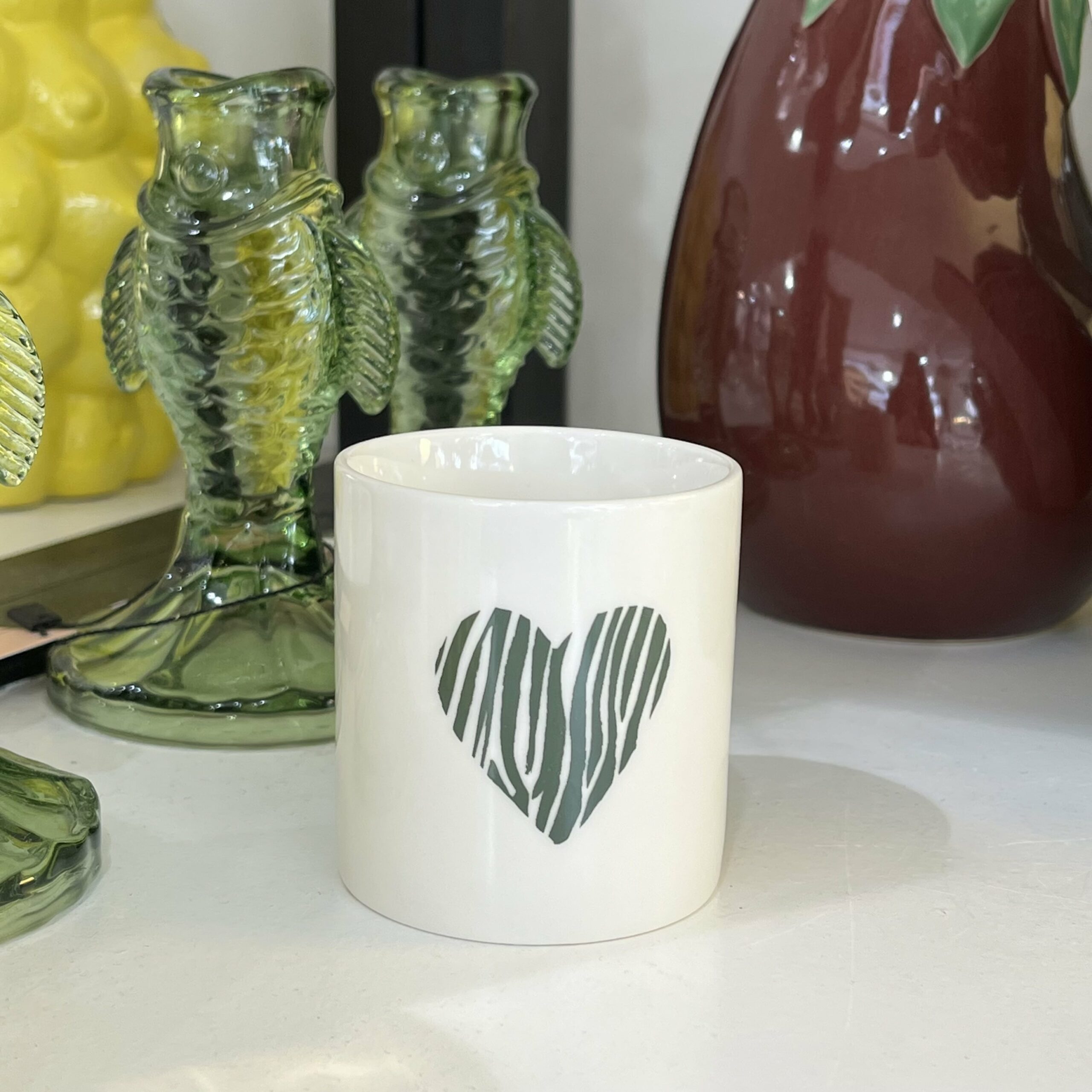 mini mug coeur motif zébré vert A&C Angers Sophie Janière-min