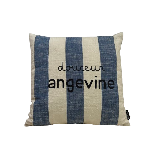 Titre Coussin carré rayures douceur angevine bleu A&C Angers
