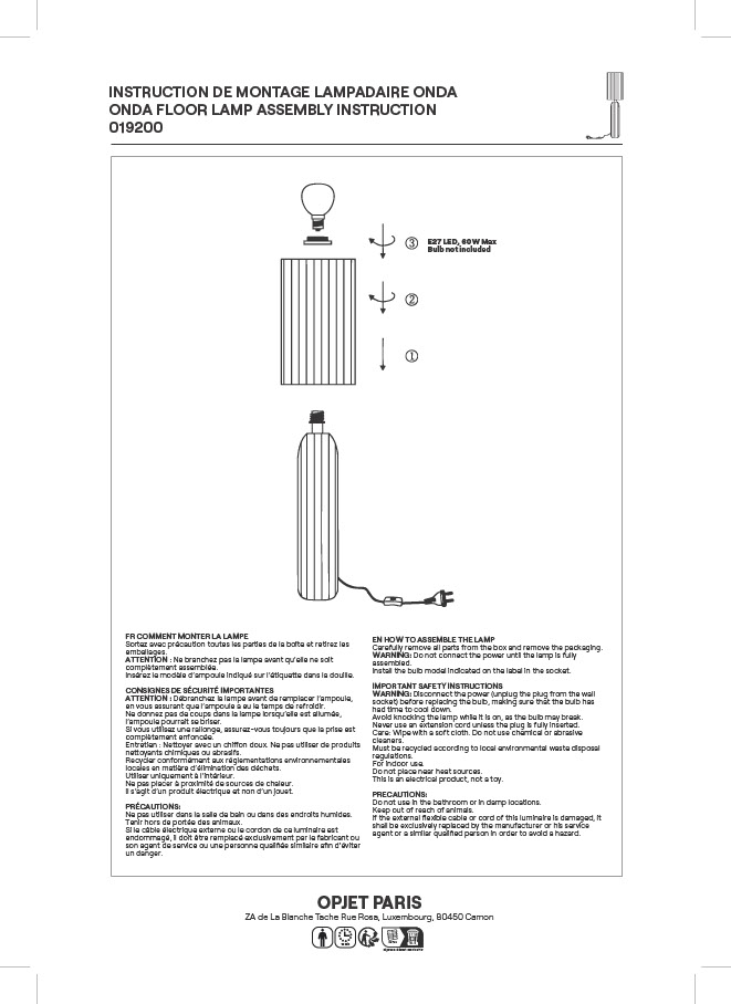 LAMPADAIRE ONDA emploi